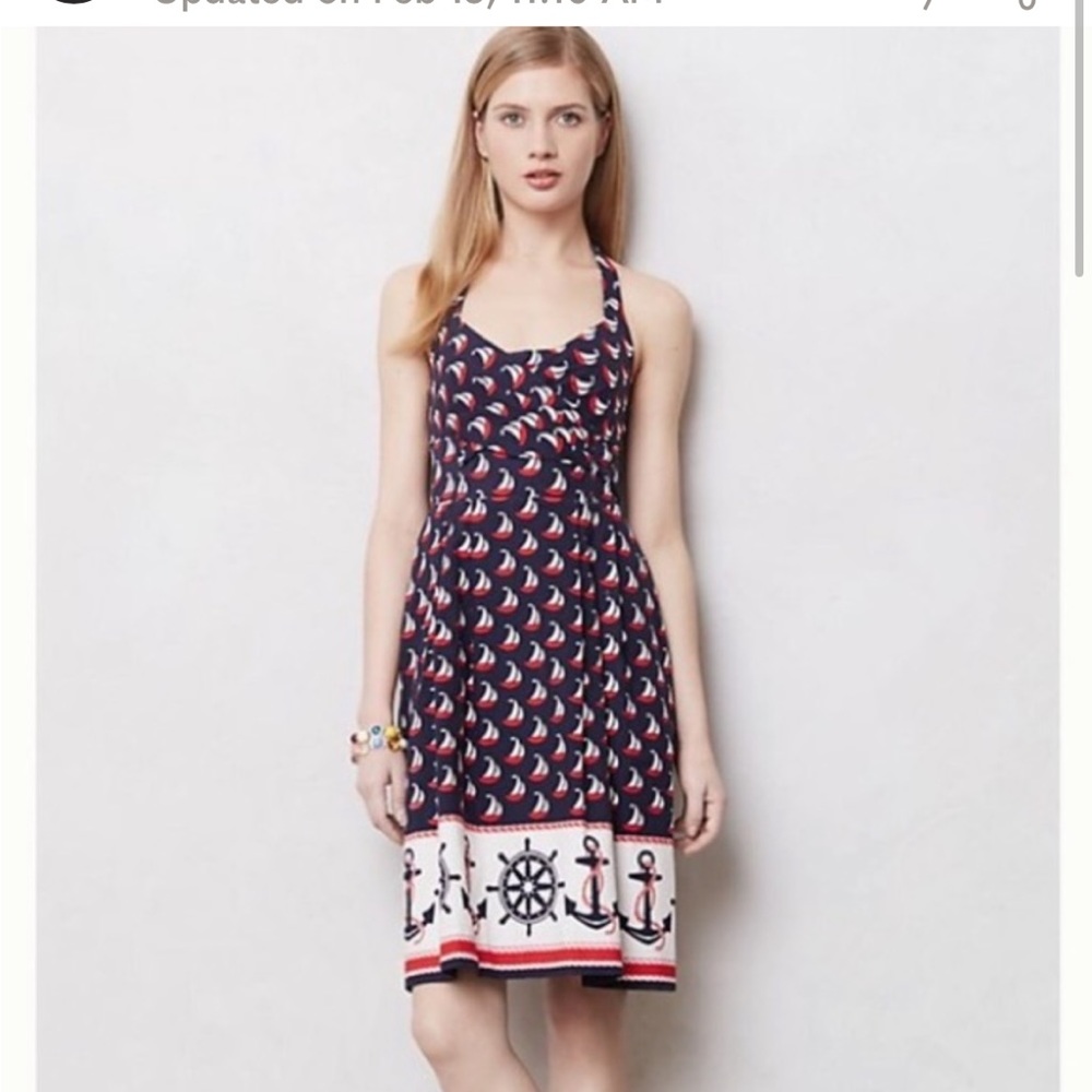 ANTHROPOLOGIE Nautical Dress SZ 8